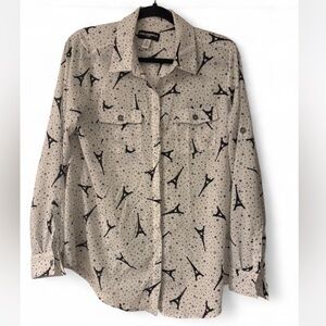 Karl Lagerfeld White and Black Eiffel Tower Shirt